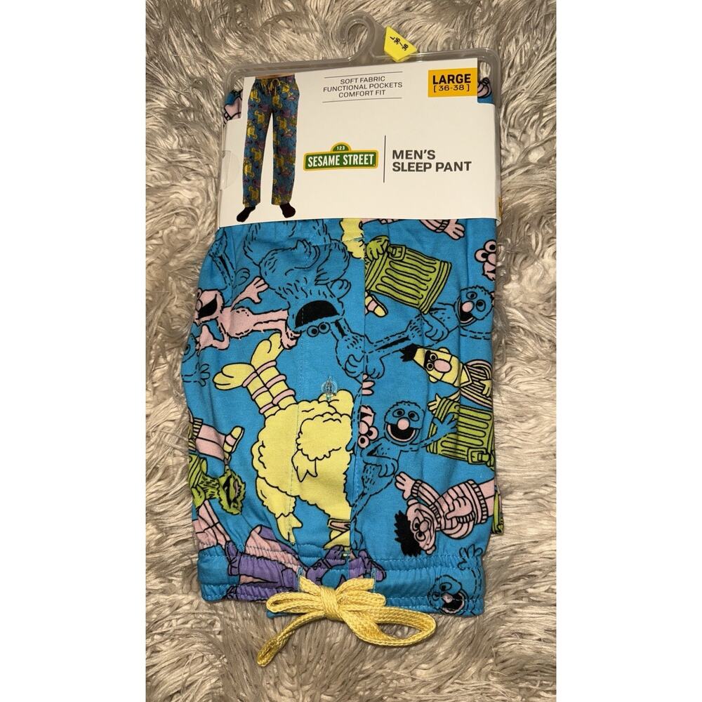 NEW Sesame Street Men's Pajama Pants Size large 36-38 Big Bird Grover Elmo